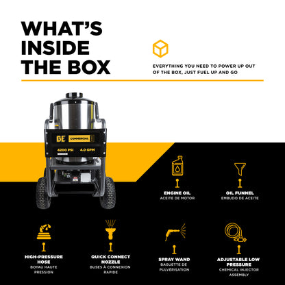 4,200 PSI - 4.0 GPM Hot Water Pressure Washer with Vanguard 400 Engine and AR Triplex Pump - HW4214VA