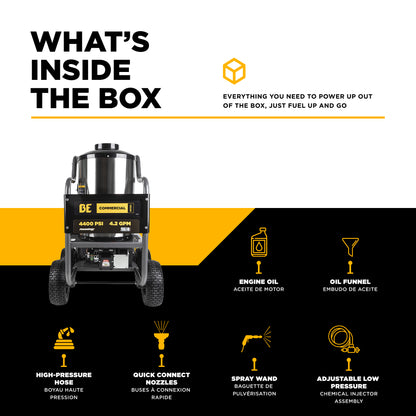 4,400 PSI - 4.2 GPM Hot Water Pressure Washer with Powerease 420 Engine and CP Triplex Pump - HW4415PA