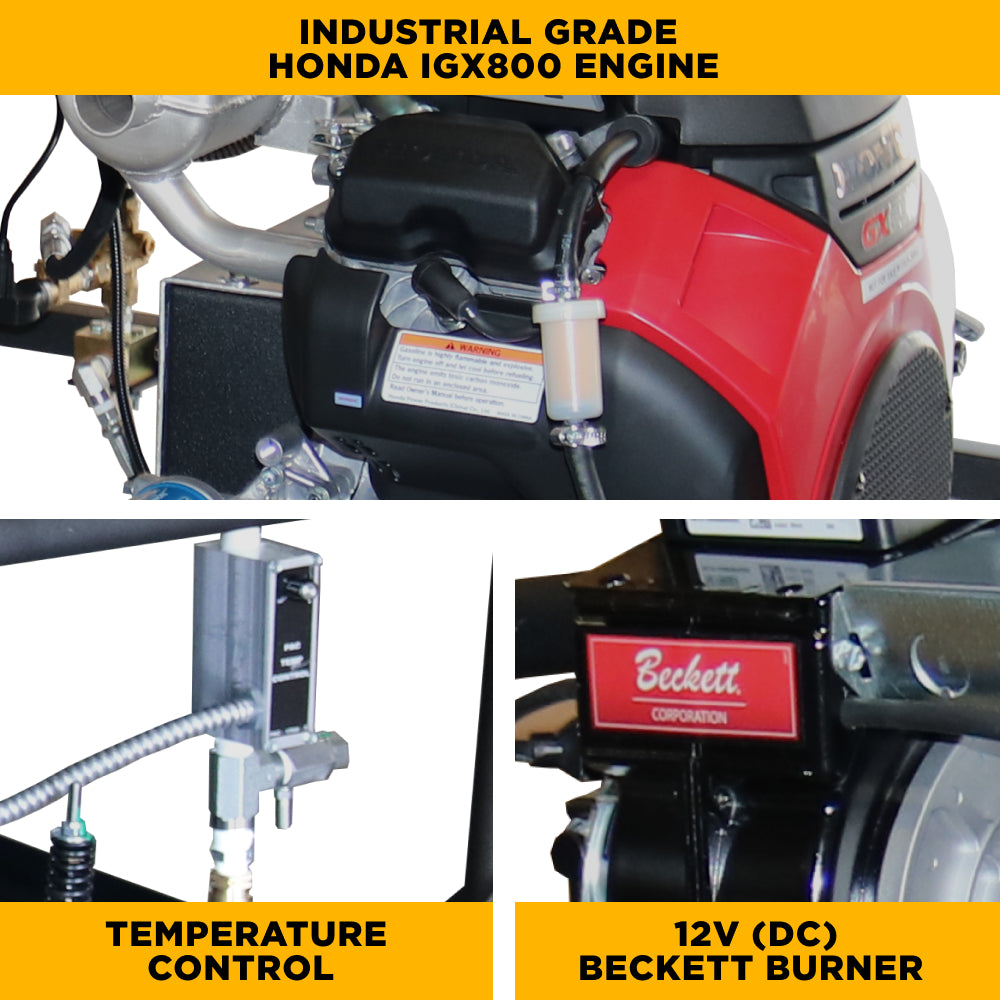 3,000 PSI 10 GPM Hot Water Gas Pressure Washer Skid with General Triplex Pump - SE5815HHZGP