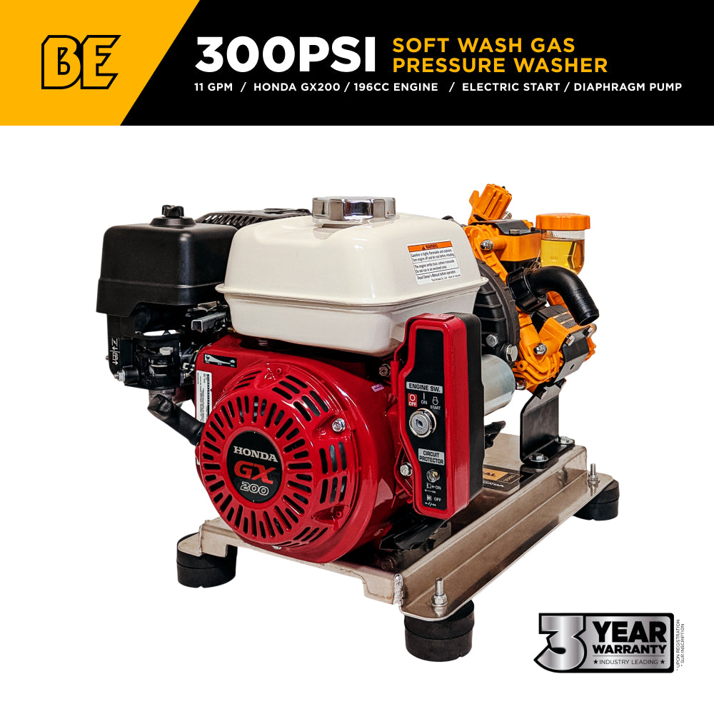 300 PSI 11.0 GPM Gas Gear Drive Commercial Mobile Soft Wash System -  SW1165HEZ
