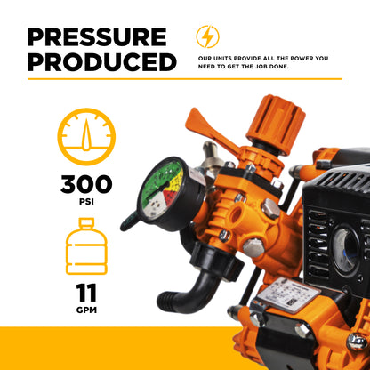 300 PSI 11.0 GPM Gas Gear Drive Commercial Mobile Soft Wash System - SW1165HZ