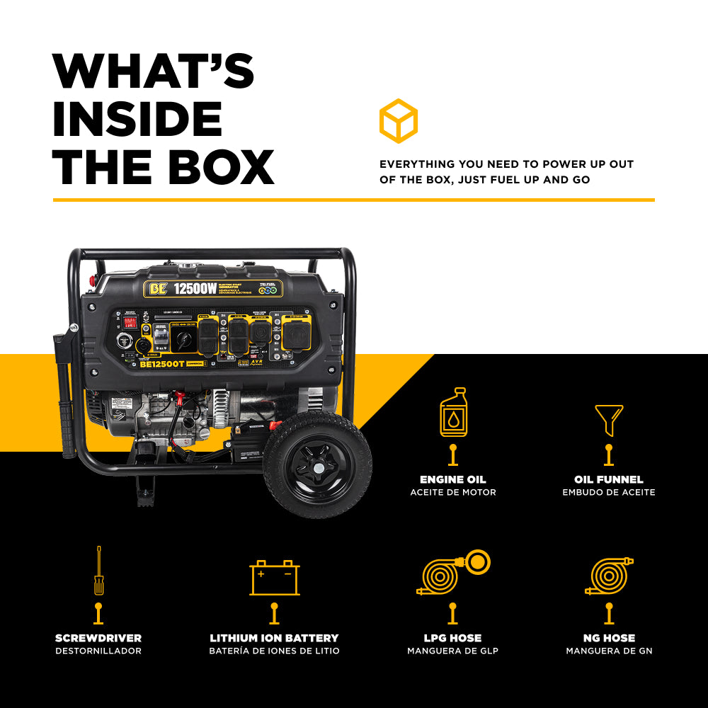 12,500 Watt Tri-Fuel Generator - BE12500T