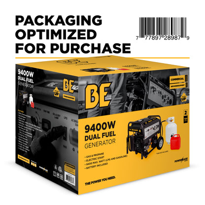 9,400 Watt Dual Fuel Electric Start Generator