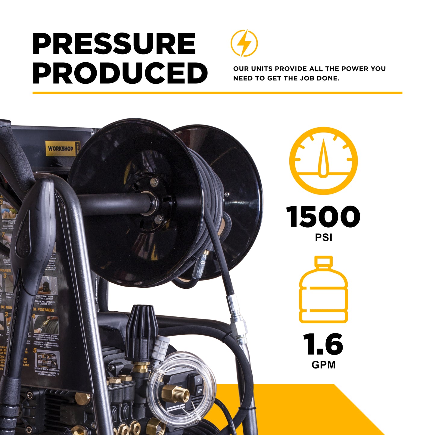 1,500 PSI 1.6 GPM 1.5 HP Electric Pressure Washer with Powerease Motor and Triplex Pump - P1515EPNW