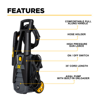 Nettoyeur haute pression électrique de 1 700 PSI - 1,7 GPM avec moteur Powerease et pompe axiale AR
