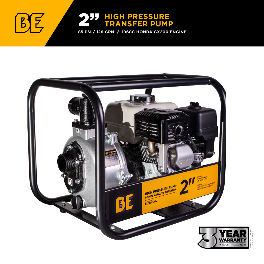 2" High-Pressure Water Transfer Pump with Honda GX200 Engine