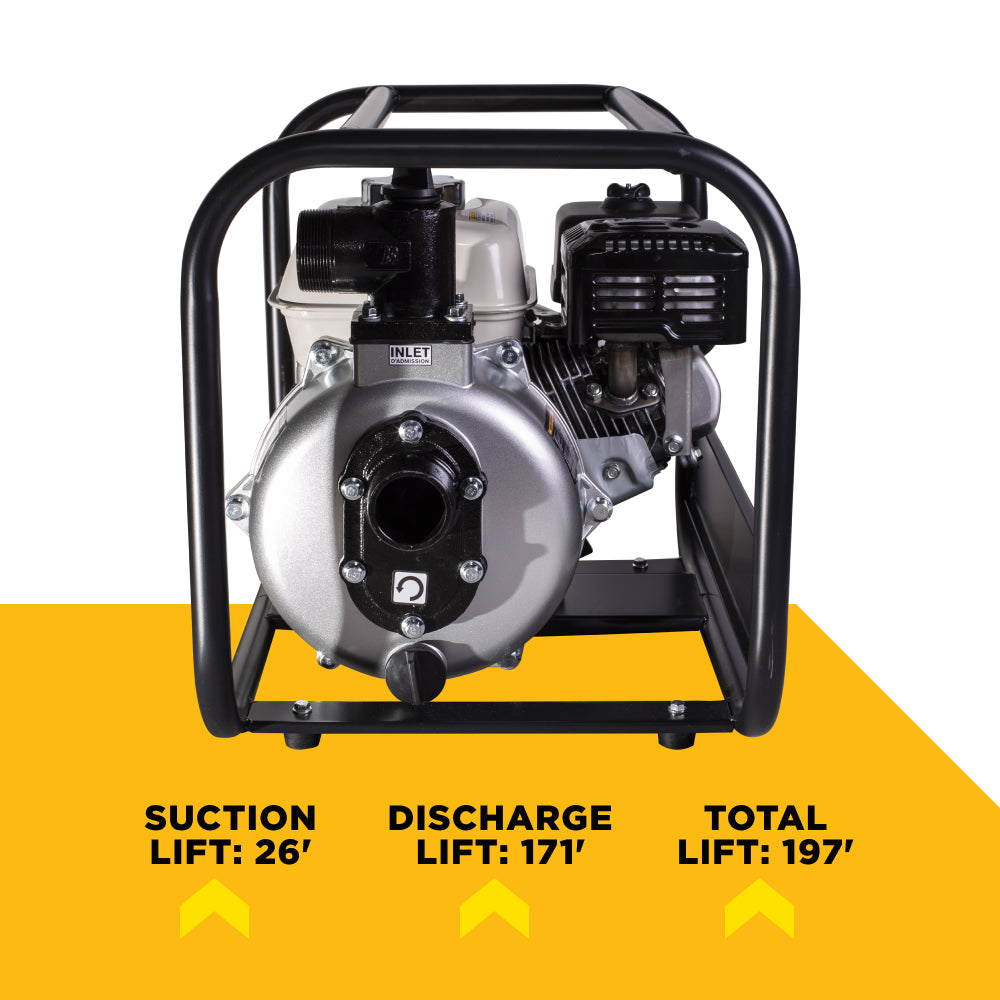 2" High-Pressure Water Transfer Pump with Honda GX200 Engine