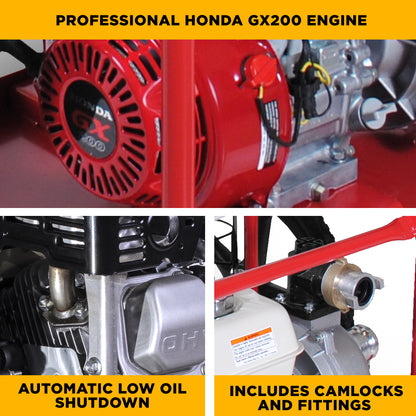 Pompe à eau anti-incendie de 2 pouces avec moteur Honda GX200