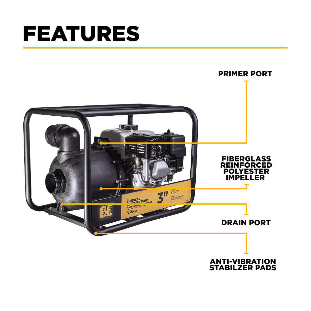 3" Chemical Transfer Pump with Honda GX200 Engine