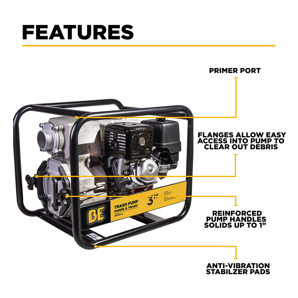 3"-Trash Transfer Pump with Honda GX390 Engine