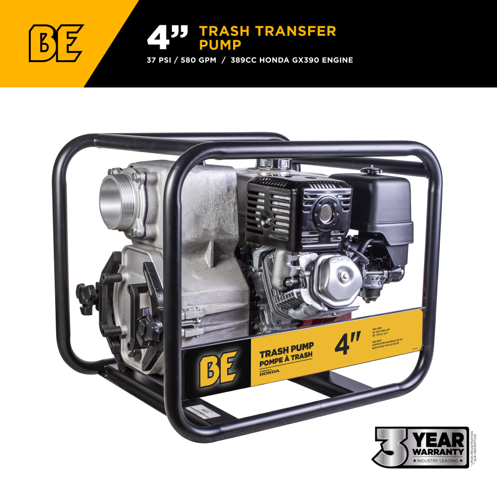 4"-Trash Transfer Pump with Honda GX390 Engine