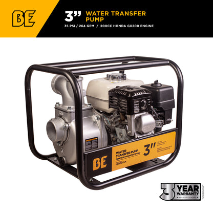 3" Water Transfer Pump with Honda GX200 Engine