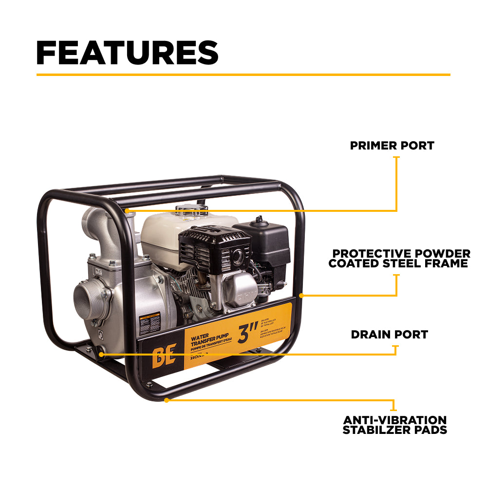 3" Water Transfer Pump with Honda GX200 Engine