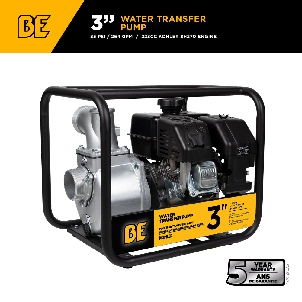 3" Water Transfer Pump with Kohler SH270 Engine