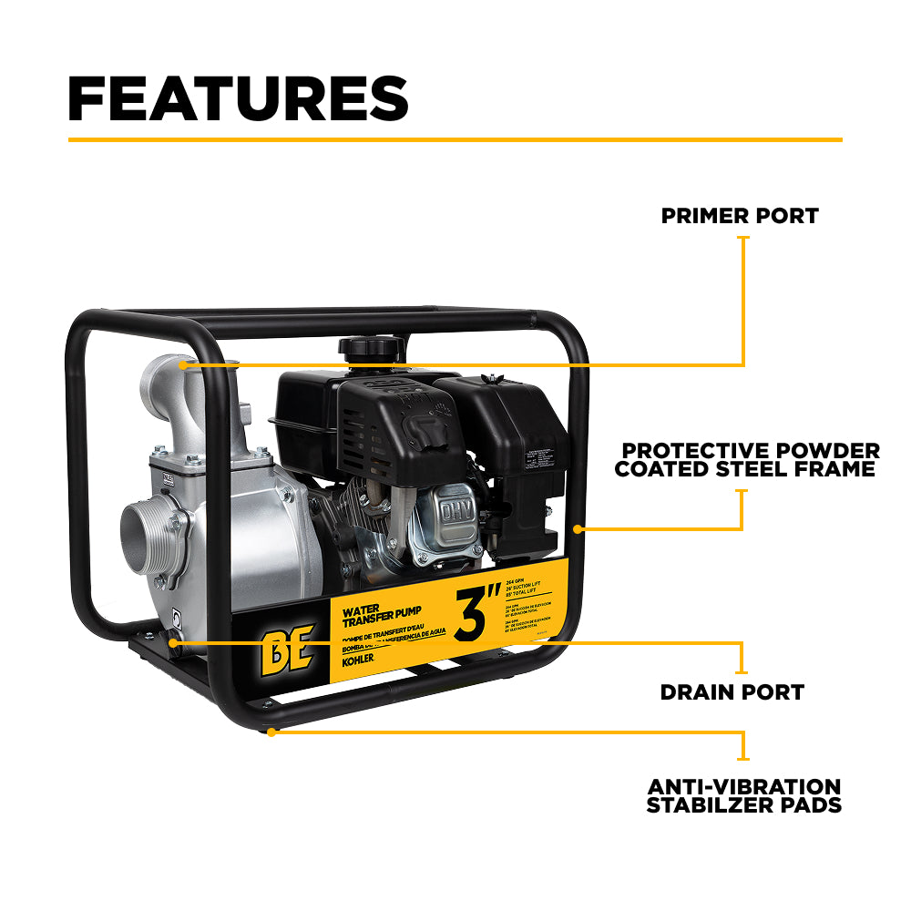3" Water Transfer Pump with Kohler SH270 Engine