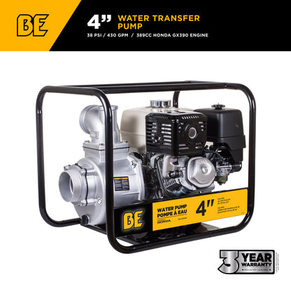 Pompe de transfert d'eau de 4" avec moteur Honda GX390