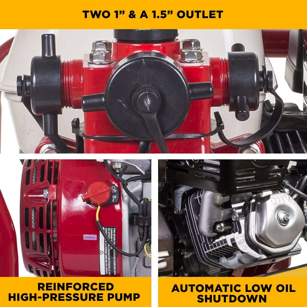 Pompe à eau haute pression de 1,5" avec moteur Honda GX200