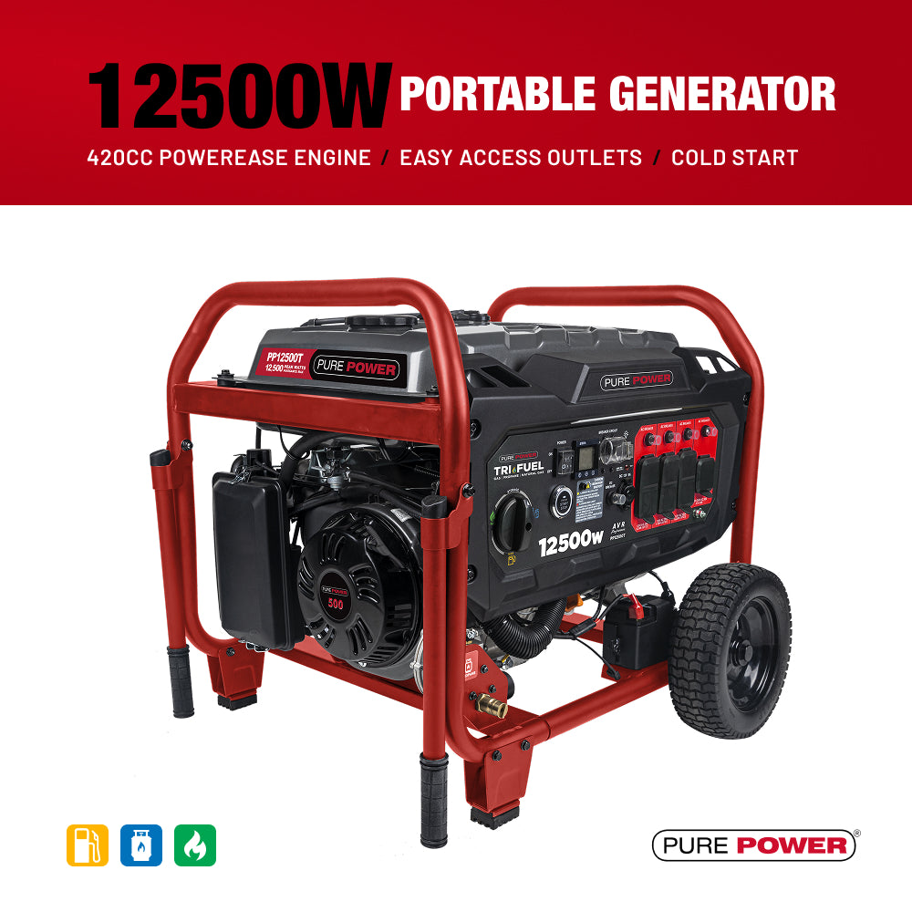 12,500W Tri-Fuel Generator - PP12500T