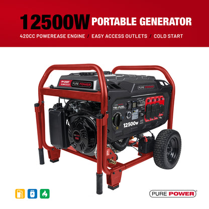 12,500W Tri-Fuel Generator - PP12500T