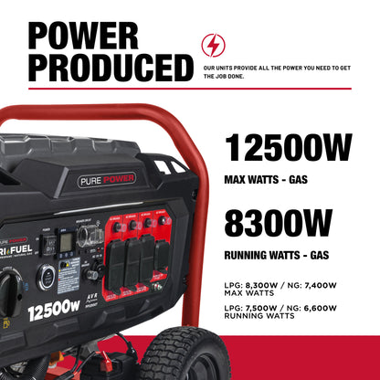 12,500W Tri-Fuel Generator - PP12500T