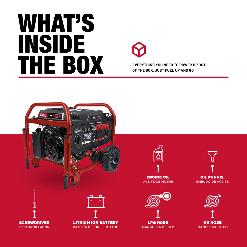12,500W Tri-Fuel Generator - PP12500T